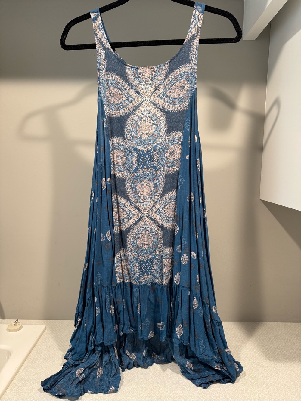 Free People Blue Boho Print Trapeze Dress